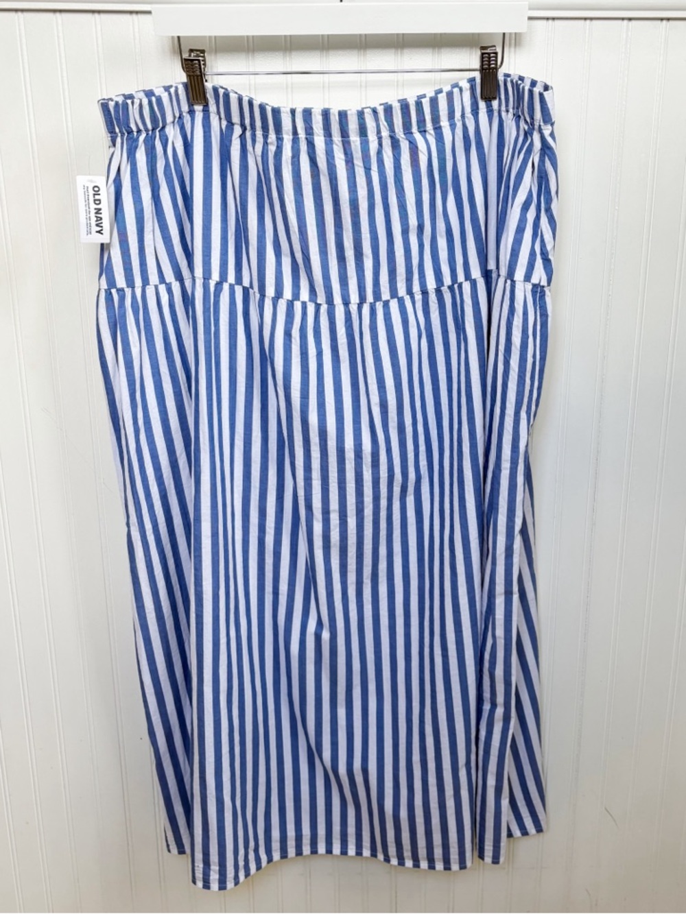 Old Navy Blue & White Vertical Stripe Pull On Maxi Dress Plus Size XXL Tall NEW - Picture 2 of 5
